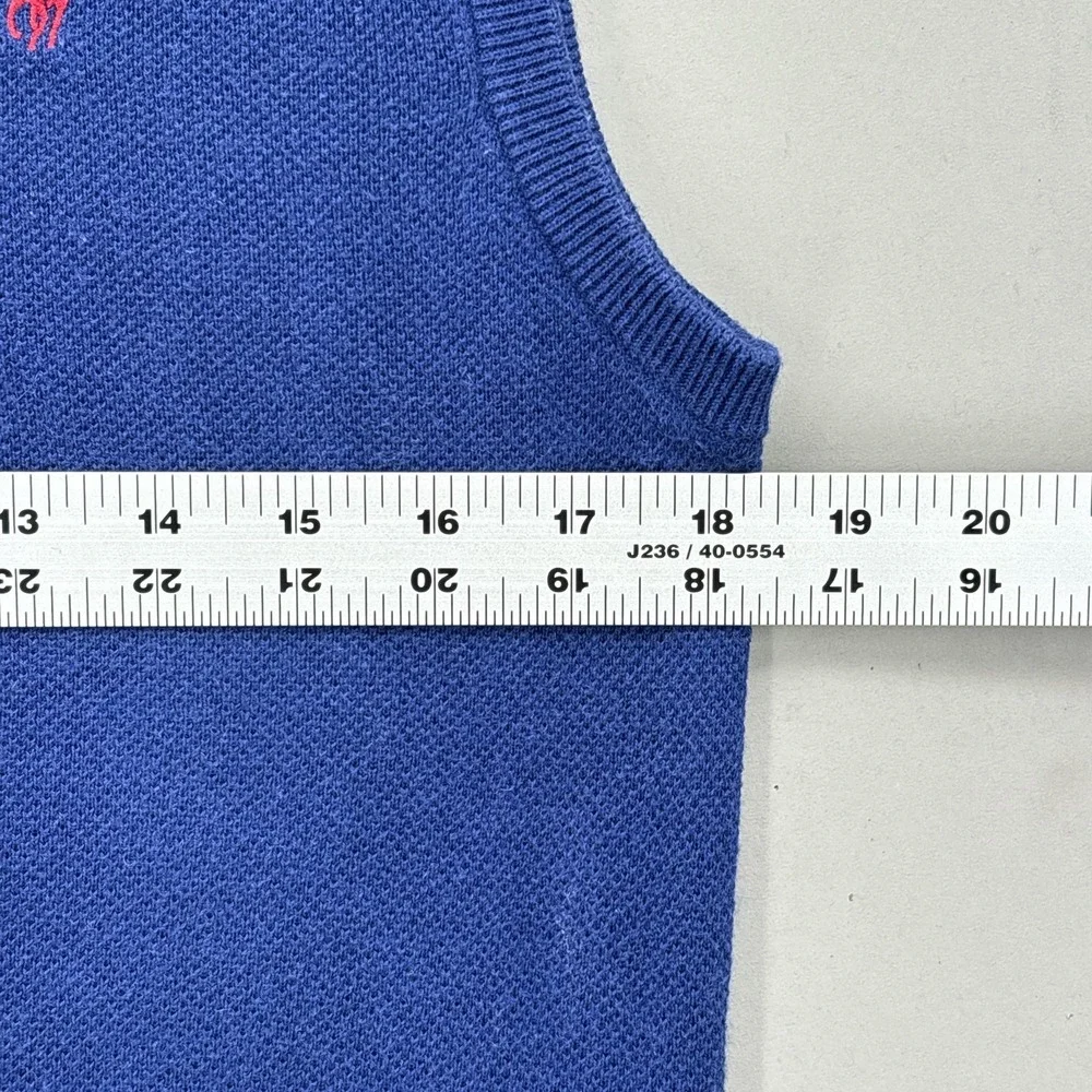 Polo Ralph Lauren Sweater Vest Mens Medium Blue Cotton Cashmere‎ V Neck Vintage